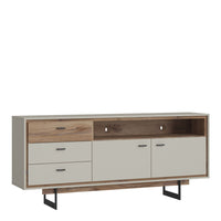 Thumbnail for Rivero 2 Door 3 Drawer Open Shelf Sideboard in Grey and Oak