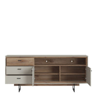 Thumbnail for Rivero 2 Door 3 Drawer Open Shelf Sideboard in Grey and Oak