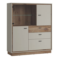 Thumbnail for Rivero 3 Door 3 Drawer Low Display Cabinet in Grey and Oak