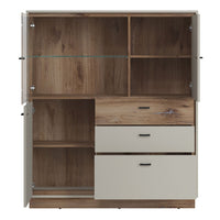 Thumbnail for Rivero 3 Door 3 Drawer Low Display Cabinet in Grey and Oak