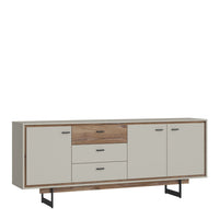 Thumbnail for Rivero 3 Door 3 Drawer Wide Sideboard in Grey and Oak