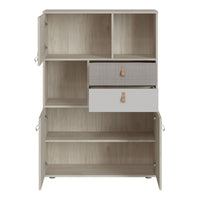 Thumbnail for Denim 3 Door 2 Drawer Cabinet in Light Walnut, Grey Fabric Effect and Cashmere