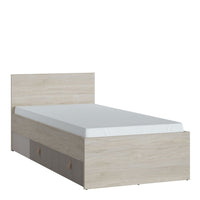 Thumbnail for Denim 90cm Bed with 1 Drawer in Light Walnut, Grey Fabric Effect and Cashmere