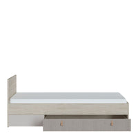 Thumbnail for Denim 90cm Bed with 1 Drawer in Light Walnut, Grey Fabric Effect and Cashmere