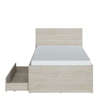 Thumbnail for Denim 90cm Bed with 1 Drawer in Light Walnut, Grey Fabric Effect and Cashmere