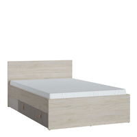 Thumbnail for Denim 120cm Bed with 1 Drawer in Light Walnut, Grey Fabric Effect and Cashmere