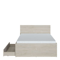 Thumbnail for Denim 120cm Bed with 1 Drawer in Light Walnut, Grey Fabric Effect and Cashmere