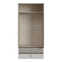 Thumbnail for Denim 2 Door 2 Drawer Wardrobe in Light Walnut, Grey Fabric Effect and Cashmere