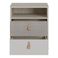 Thumbnail for Denim 2 Drawer Bedside Cabinet in Light Walnut, Grey Fabric Effect and Cashmere