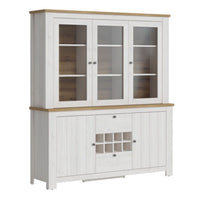 Thumbnail for Celesto 2 Door 2 Drawer Sideboard with 3 Door Display top Unit inc. 6x Lights in White and Oak