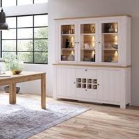 Thumbnail for Celesto 2 Door 2 Drawer Sideboard with 3 Door Display Top Unit in White and Oak