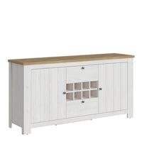 Thumbnail for Celesto 2 Door 2 Drawer Sideboard with 3 Door Display top Unit inc. 6x Lights in White and Oak