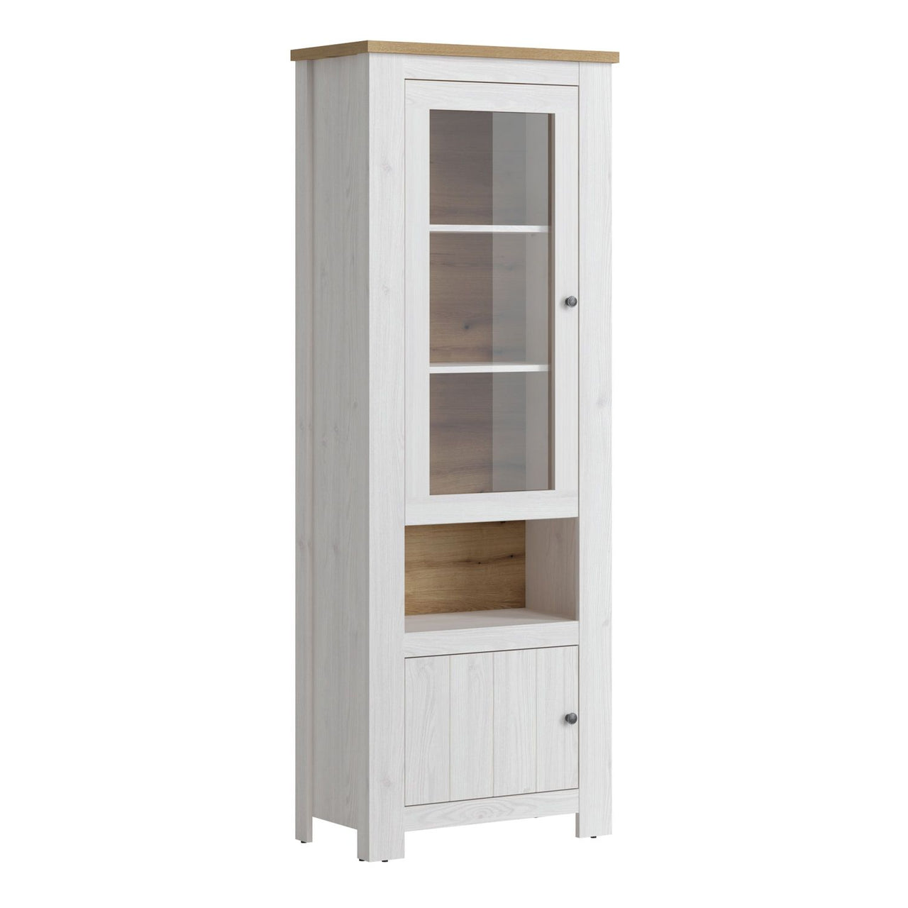 Celesto 2 Door Display Cabinet in White and Oak