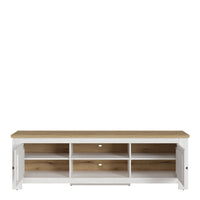 Thumbnail for Celesto 2 Door Wide TV Unit in White and Oak