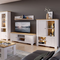 Thumbnail for Celesto 2 Door Wide TV Unit in White and Oak