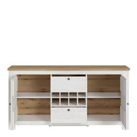 Thumbnail for Celesto 2 Door 2 Drawer Sideboard with Wine Rack in White and Oak