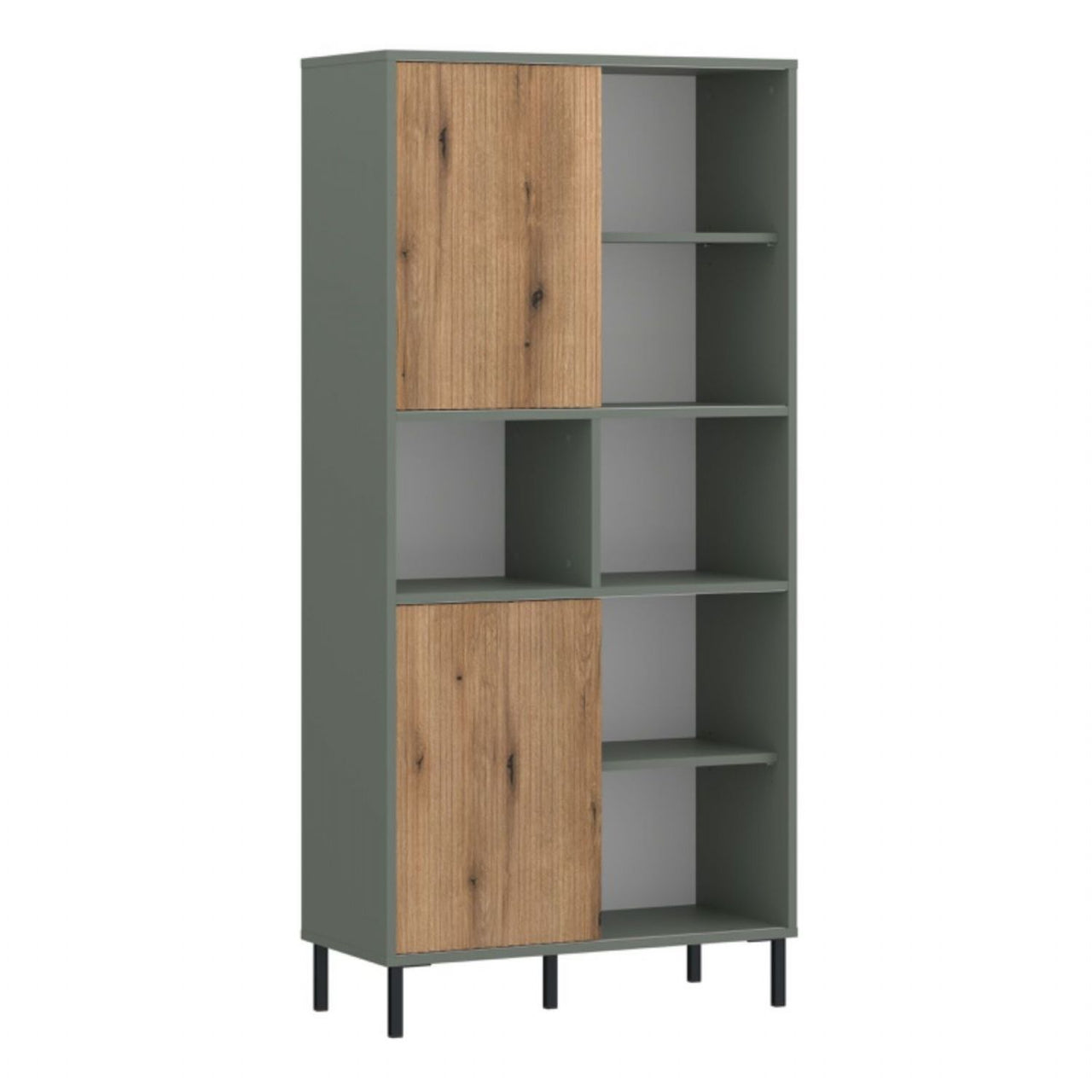 Darwin Bookcase 2 Door in Green Oak