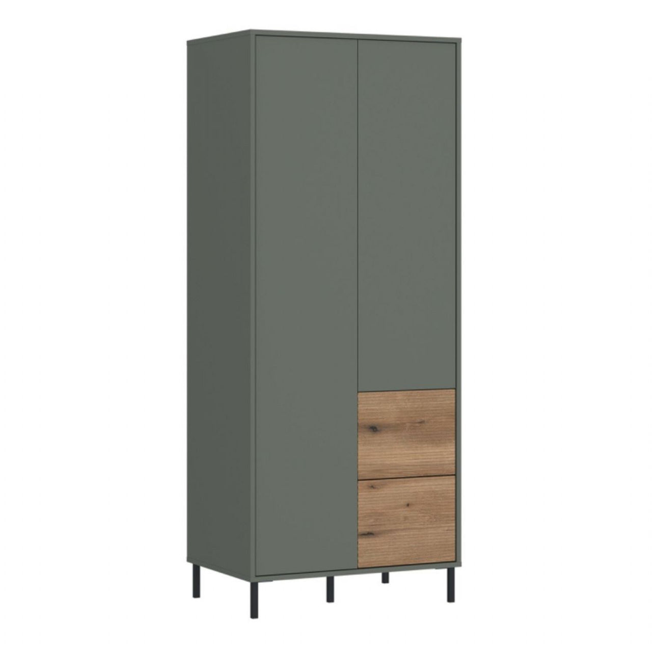 Darwin Wardrobe 2 Door 2 Drawer in Green Oak