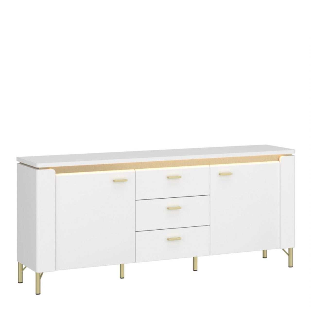 Lazio TV Cabinet 2 Door 3 Drawer in Alpine White White Gloss