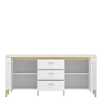 Thumbnail for Lazio TV Cabinet 2 Door 3 Drawer in Alpine White White Gloss