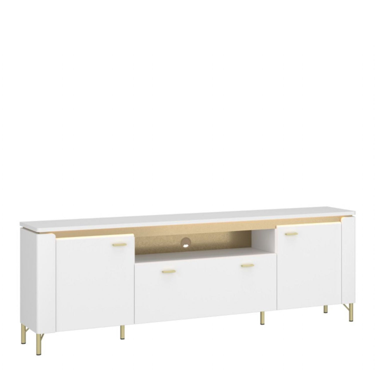 Lazio TV Cabinet 2 Door 1 Drawer in Alpine White White Gloss