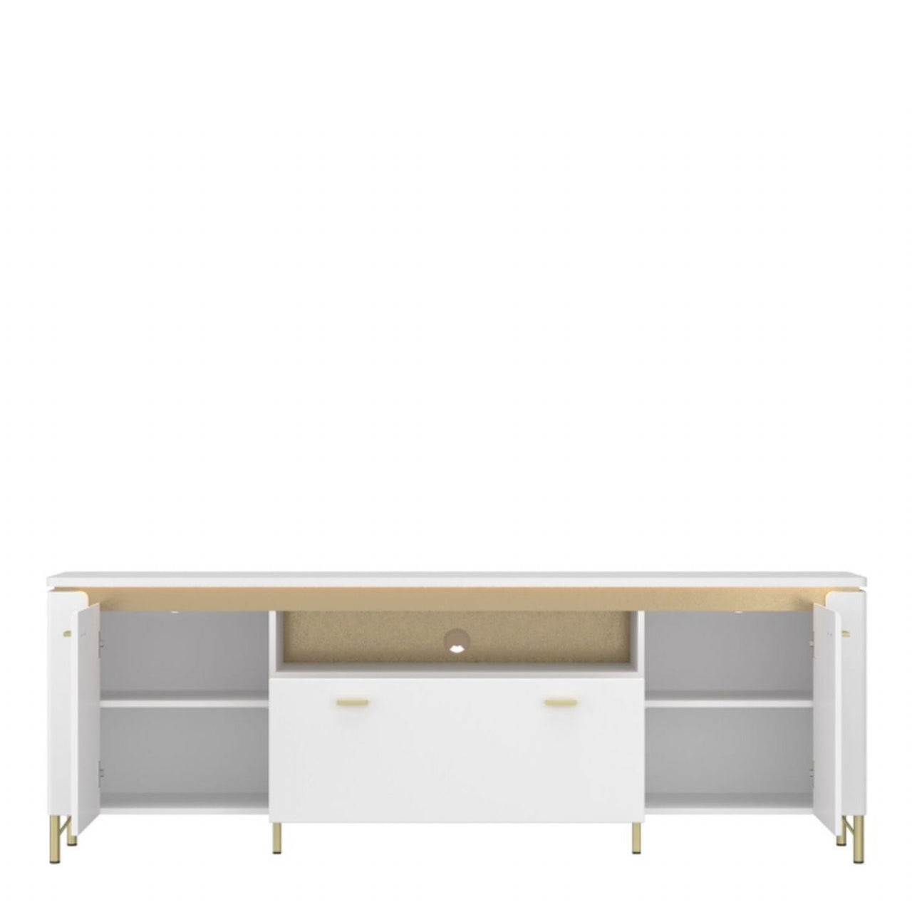 Lazio TV Cabinet 2 Door 1 Drawer in Alpine White White Gloss