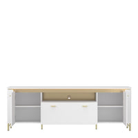 Thumbnail for Lazio TV Cabinet 2 Door 1 Drawer in Alpine White White Gloss