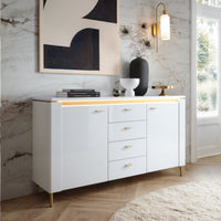 Thumbnail for Lazio Sideboard 2 Door 4 Drawer in Alpine White White Gloss