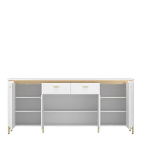 Thumbnail for Lazio Sideboard 4 Door 2 Drawer in Alpine White White Gloss