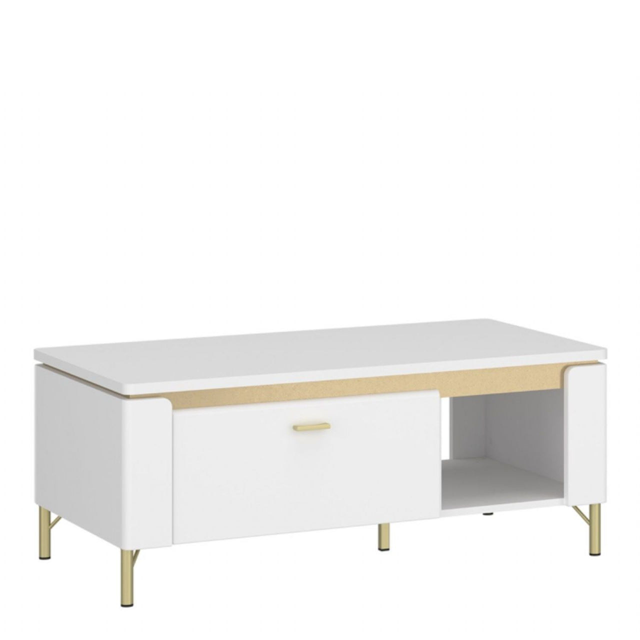 Lazio Coffee Table 1 Drawer in Alpine White White Gloss