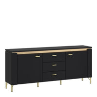 Thumbnail for Genoa TV Cabinet 2 Door 3 Drawer 155cm Wide in Black Matt Gold