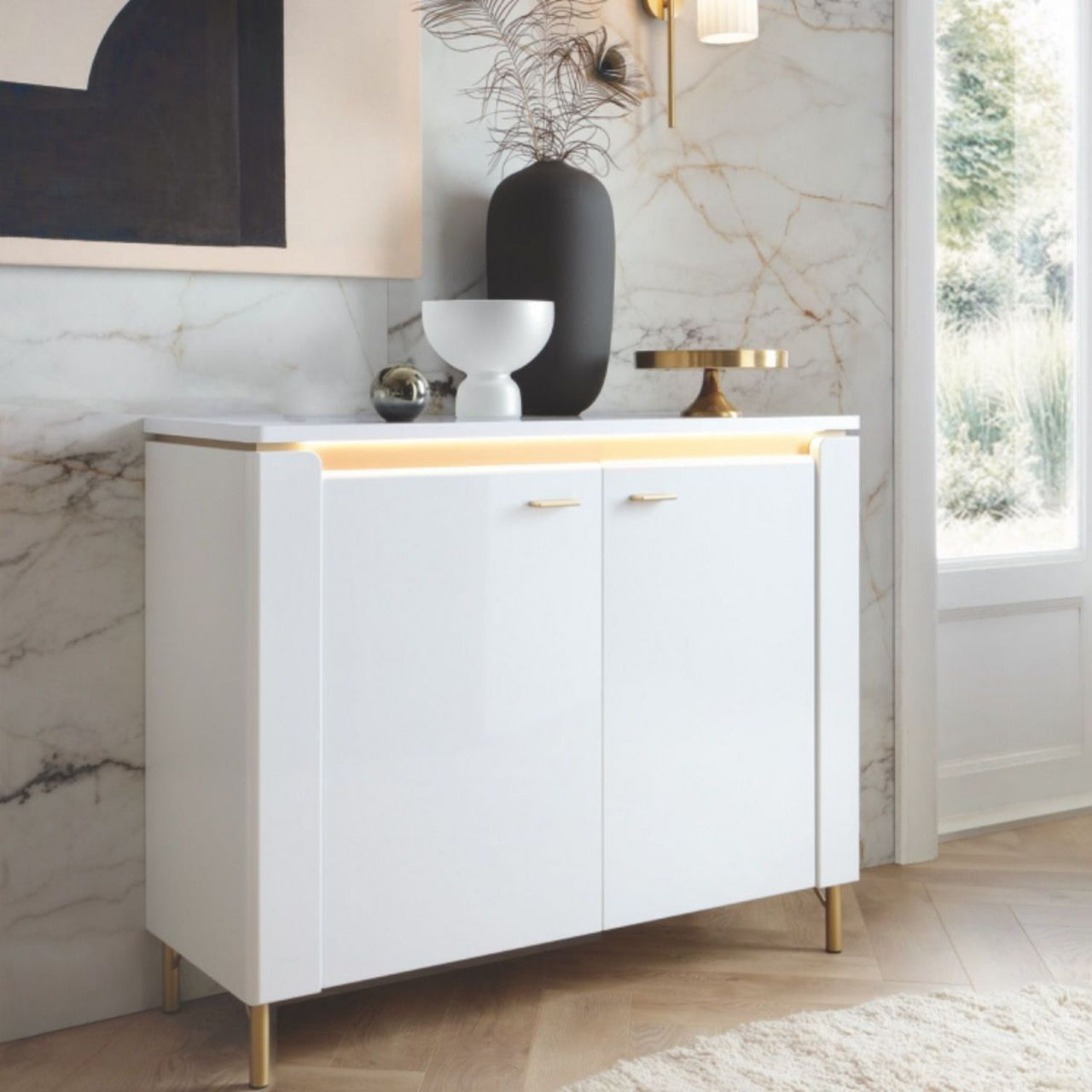 Lazio Sideboard 2 Door in Alpine White White Gloss