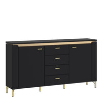 Thumbnail for Genoa Sideboard 2 Door 4 Drawer in Black Matt Gold