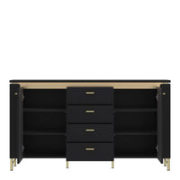 Thumbnail for Genoa Sideboard 2 Door 4 Drawer in Black Matt Gold