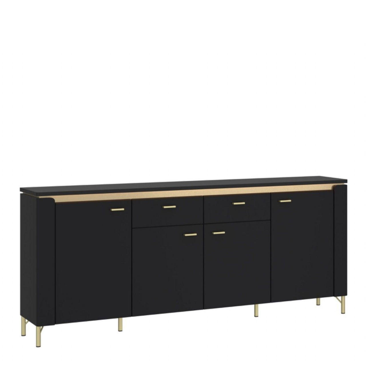 Genoa Sideboard 4 Door 2 Drawer in Black Matt Gold