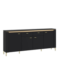 Thumbnail for Genoa Sideboard 4 Door 2 Drawer in Black Matt Gold