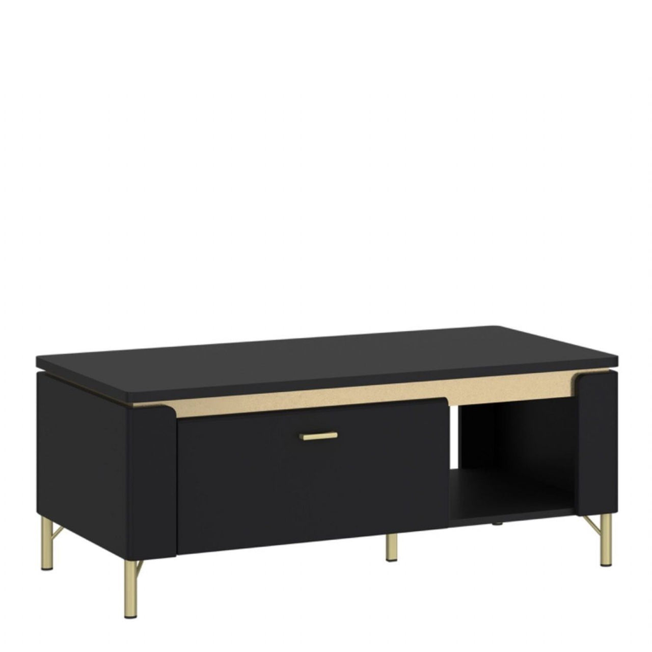 Genoa Coffee Table 1 Drawer in Black Matt Gold