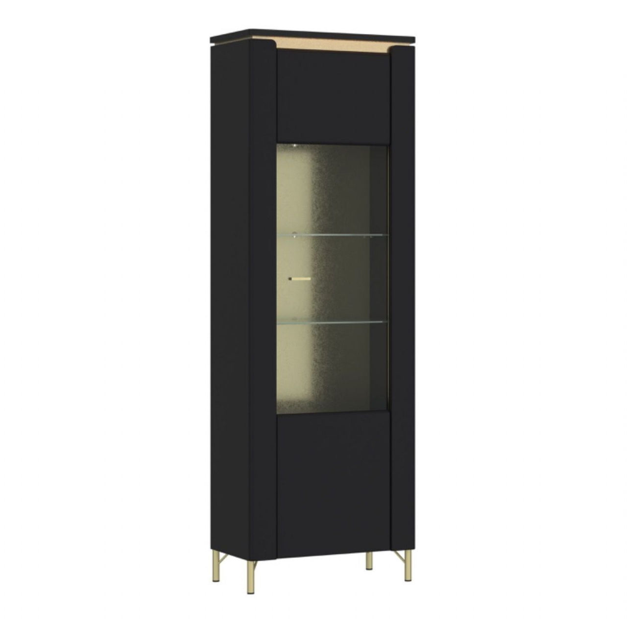 Genoa Vitrin 1 Door in Black Matt Gold