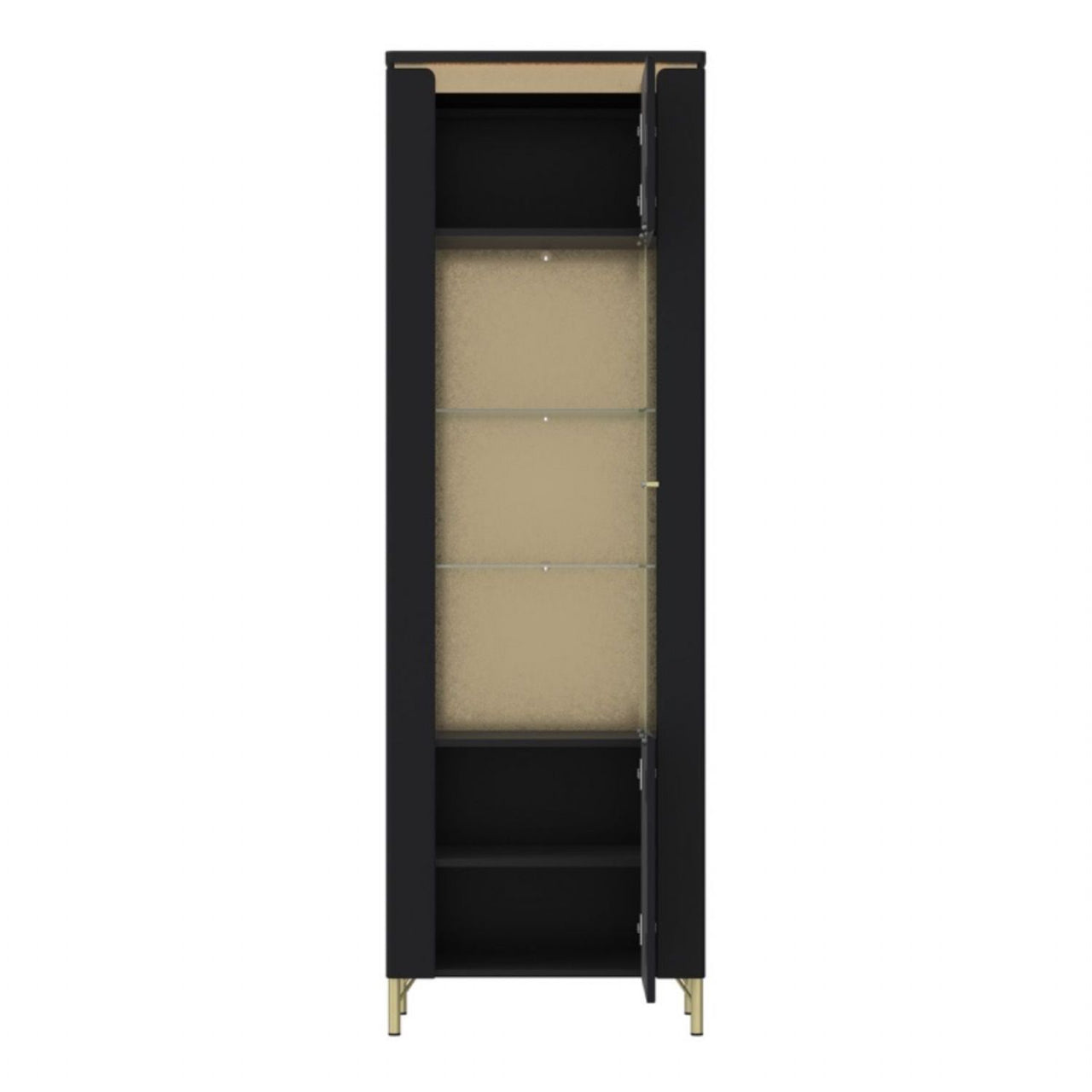 Genoa Vitrin 1 Door in Black Matt Gold