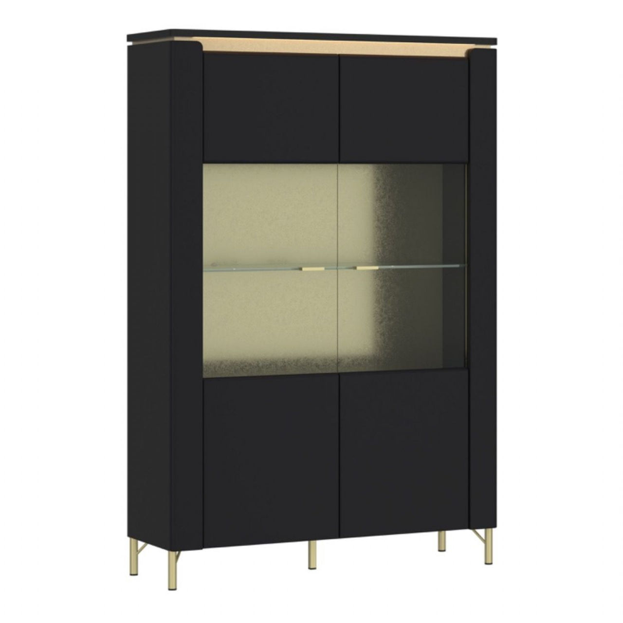 Genoa Vitrin 2 Door in Black Matt Gold