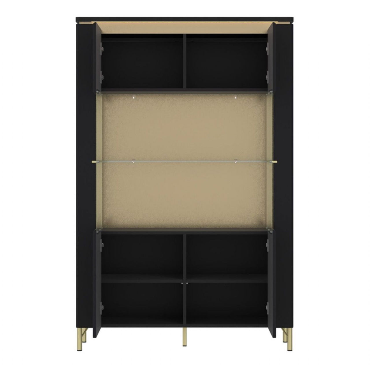 Genoa Vitrin 2 Door in Black Matt Gold