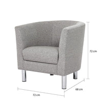 Thumbnail for Modern Light Pale Grey Fabric Armchair on Chrome Metal Legs