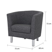 Thumbnail for Modern Dark Grey Fabric Armchair on Chrome Metal Legs