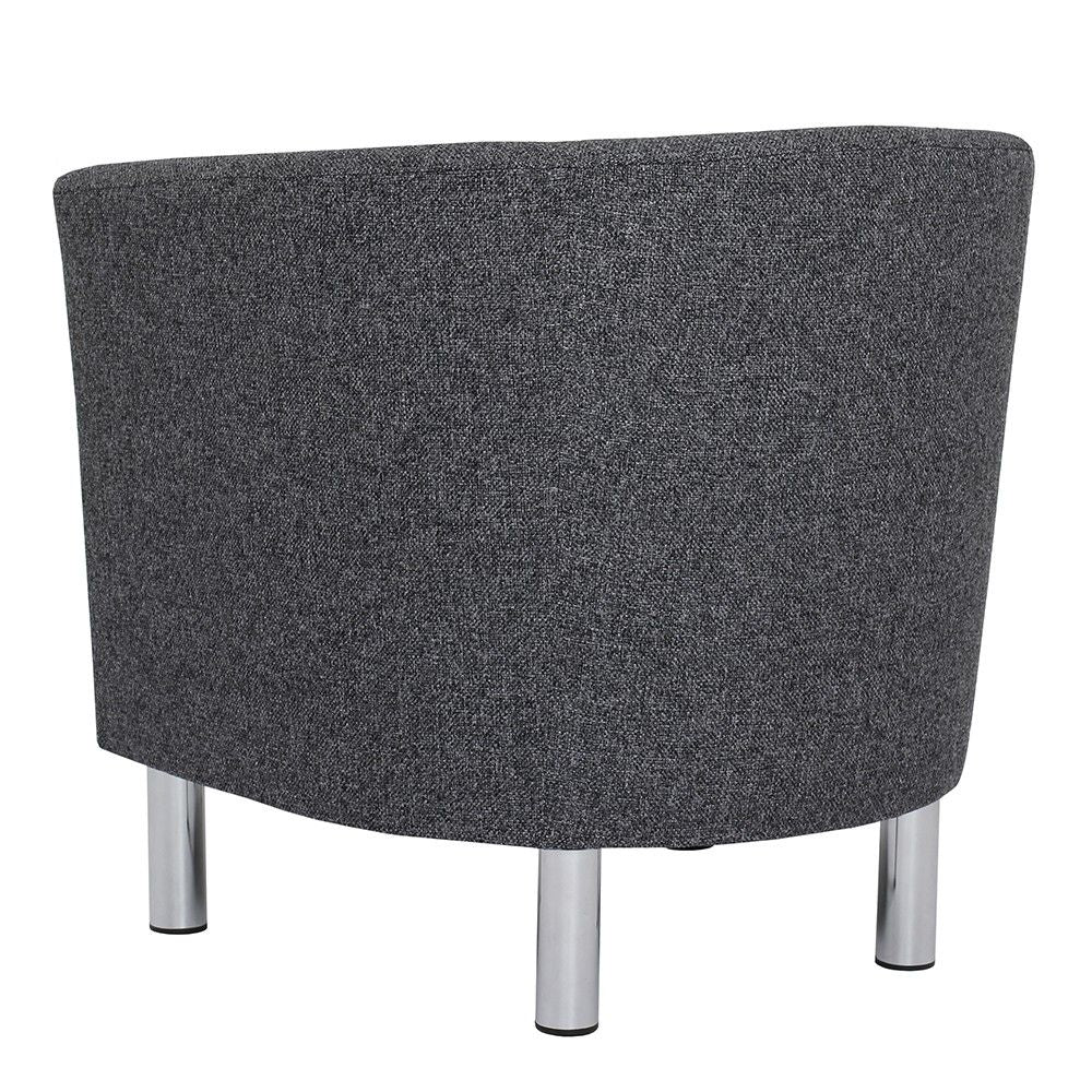 Modern Dark Grey Fabric Armchair on Chrome Metal Legs