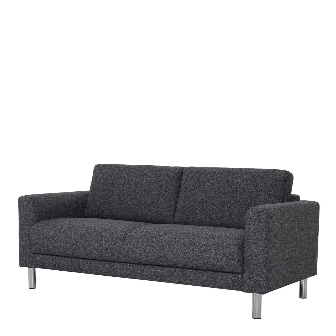 Modern Dark Grey Fabric 2 Seater Sofa on Chrome Feet