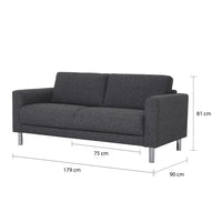 Thumbnail for Modern Dark Grey Fabric 2 Seater Sofa on Chrome Feet