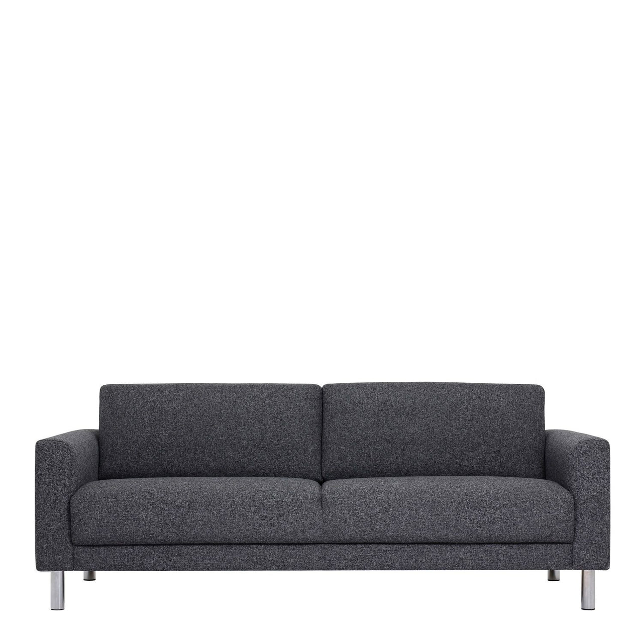 Modern Dark Grey Fabric 3 Seater Sofa on Chrome Feet