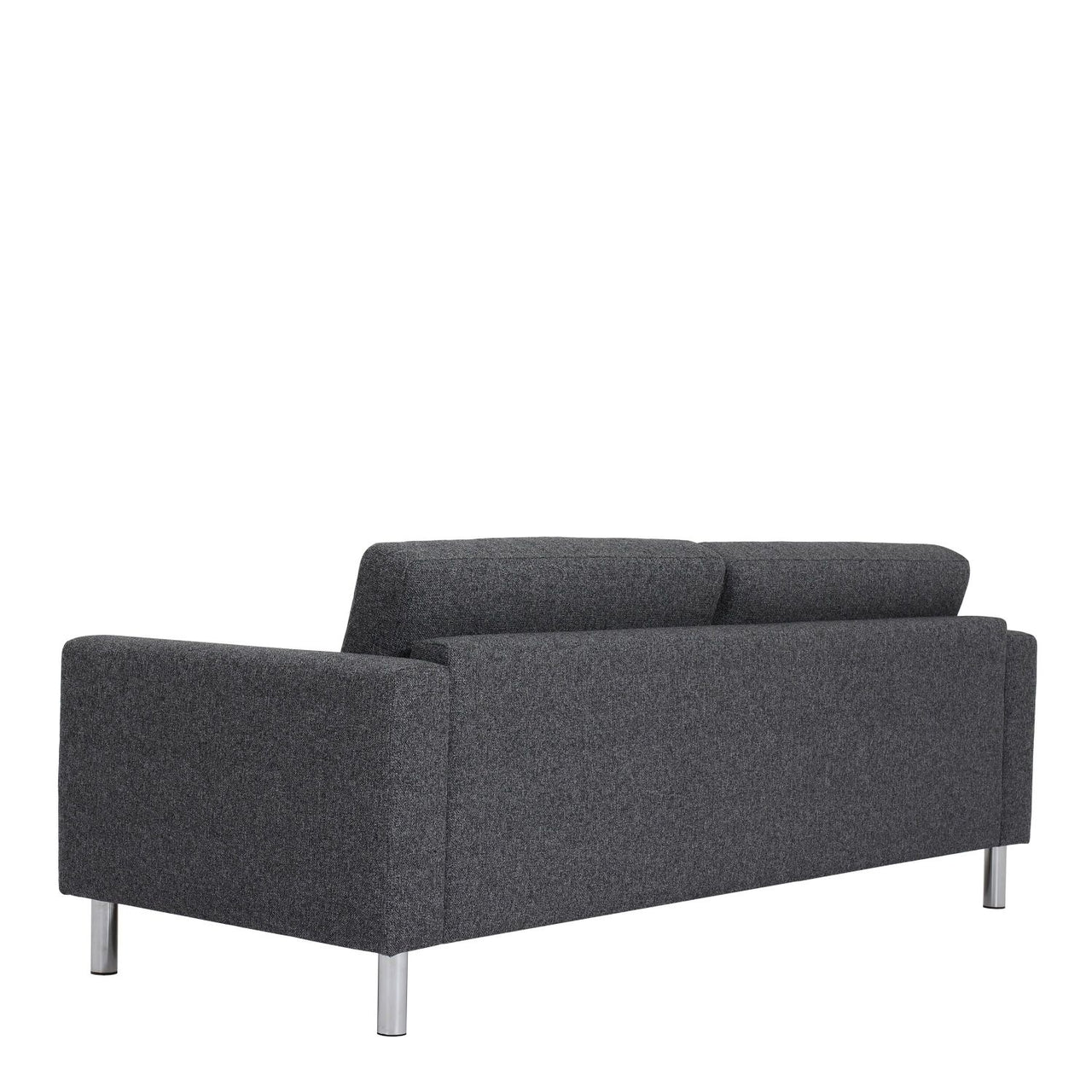 Modern Dark Grey Fabric 3 Seater Sofa on Chrome Feet