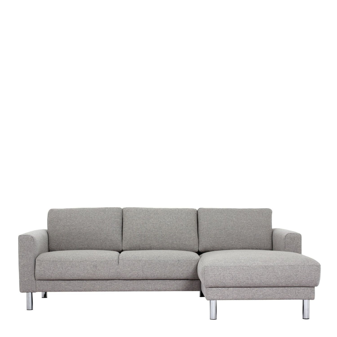 Light Grey Fabric Right Hand Corner Chaise Sofa On Metal Legs