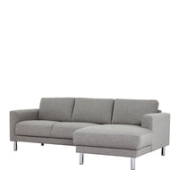 Thumbnail for Light Grey Fabric Right Hand Corner Chaise Sofa On Metal Legs